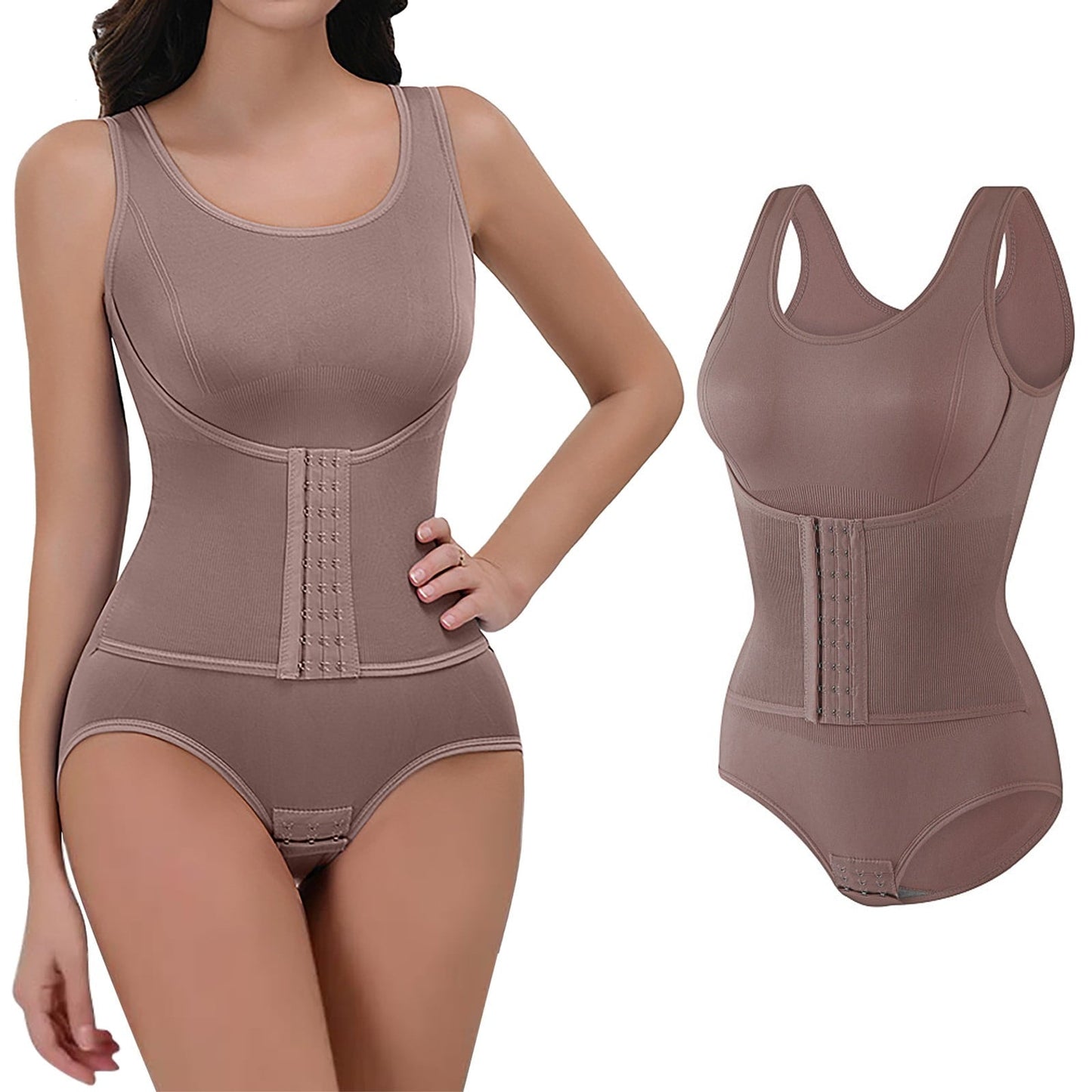 COZY ATTIRE  WOMEN'S ONE PIECE SHAPWEAR DOUBLE-LAYER ABDOMEN CONTROL