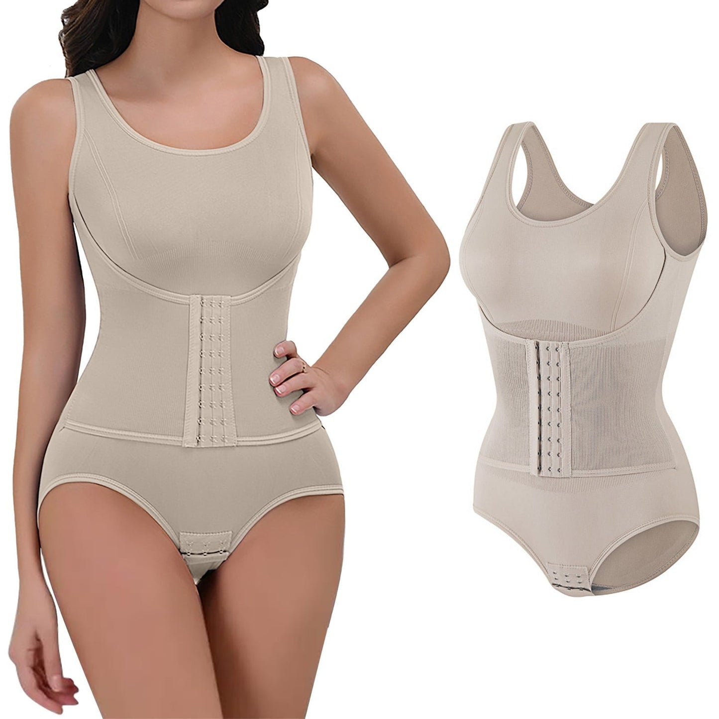 COZY ATTIRE  WOMEN'S ONE PIECE SHAPWEAR DOUBLE-LAYER ABDOMEN CONTROL